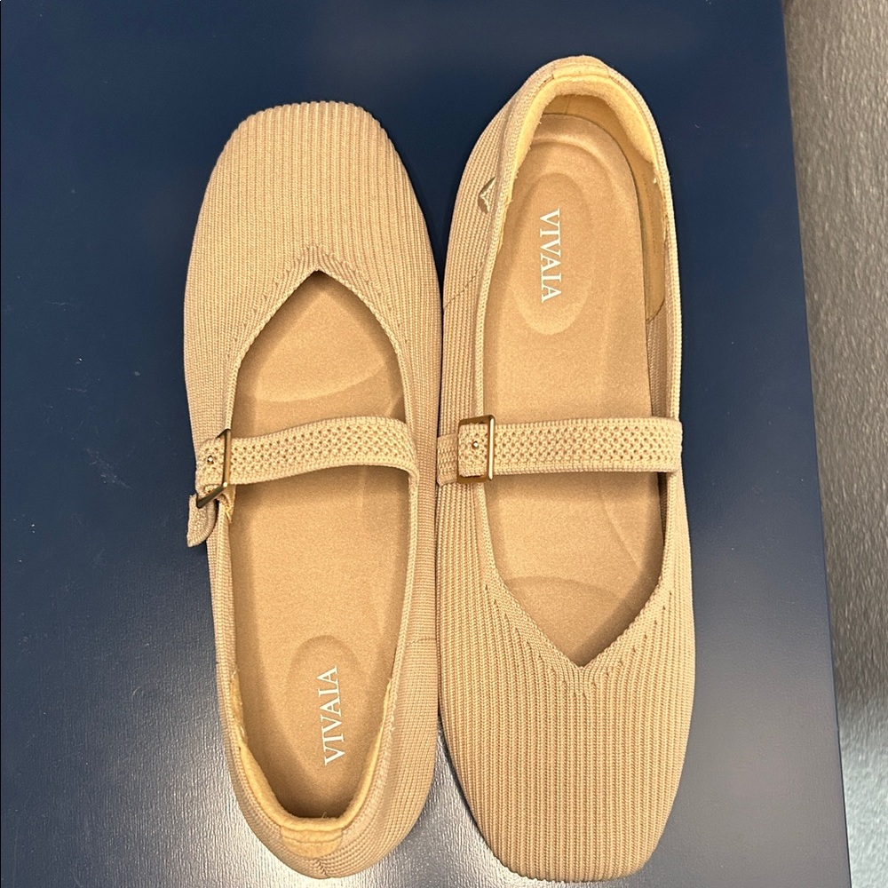Vivaia Women's Margot Mary Jane Lightweight Breathable Flats in Almond - US 8 - Picture 3 of 13